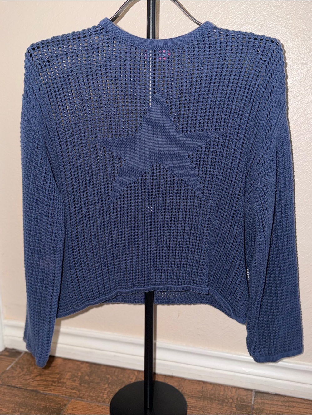 Edikted Navy Open-Knit Star Sweater
